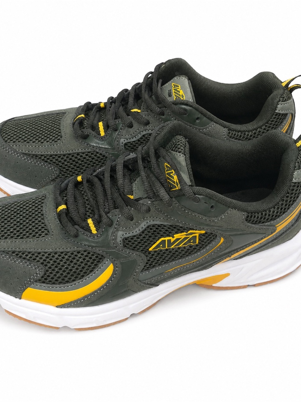 Avia Men's Dark Green and Yellow Mesh Trainers size 11 gym running walking light